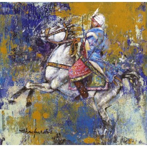 Shan Amrohvi, 12 x 12 inch, Acrylic On Canvas, Horse Painting, AC-SA-131